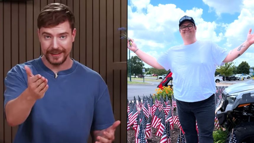 MRbeast side by side with blue character from Invincible