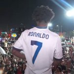 IShowSpeed stood in front of tour bus and fireworks with his face