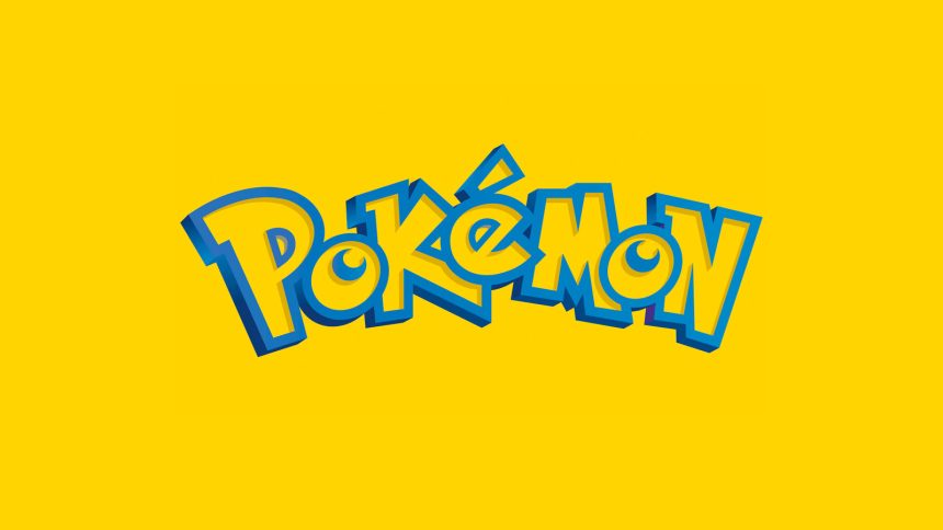 A small green Palworld monster holds a gun, next to the logos for Nintendo and Pokemon
