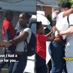 A photo of TikToker Kelsey Kotzur and her cardboard cutout.