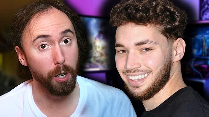 asmongold in a white shirt staring at the camera in his staring room