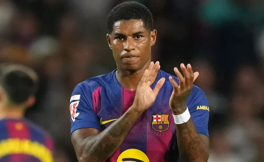 Barcelona star Marcus Rashford takes a dab to Man United after his impressive performances
