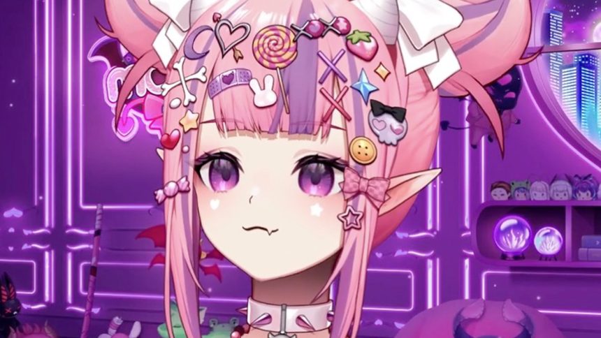 Anime girl with pink hair and pink eyes