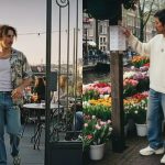 Man running against sunset