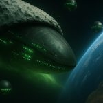 asteroid being nuked in space