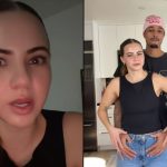 Drake and Bobbi Althoff looking at each other while laying on bed