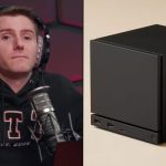 Asus ROG Xbox Ally X handheld with the screen on, showing the home page of the Xbox App