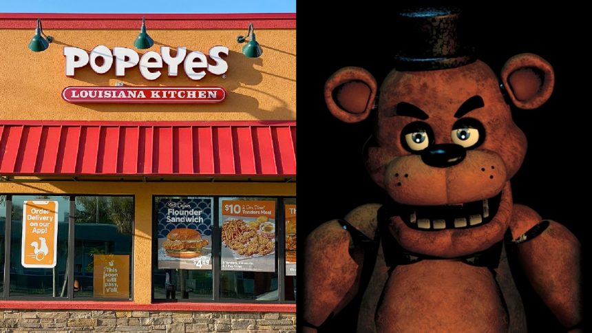 a man eating chicken from a kfc vending machine