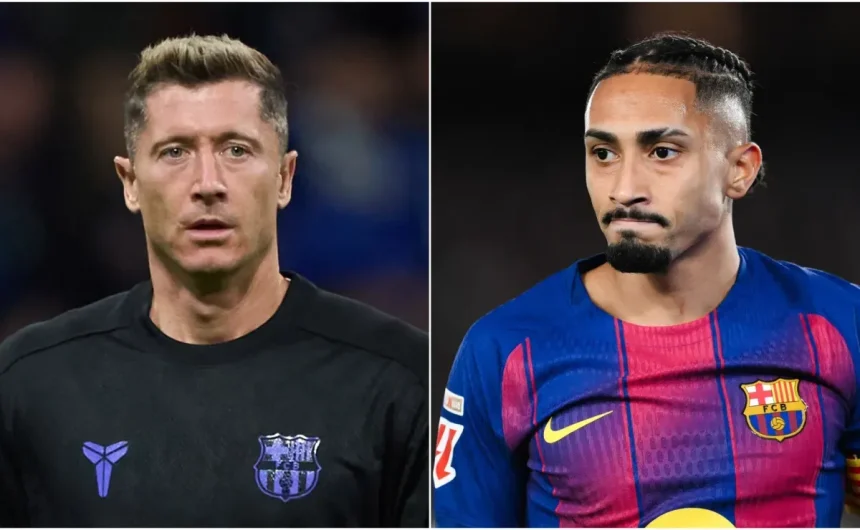 Why are stars Raphinha and Robert Lewandowski not playing for Barcelona against Real Betis in La Liga?