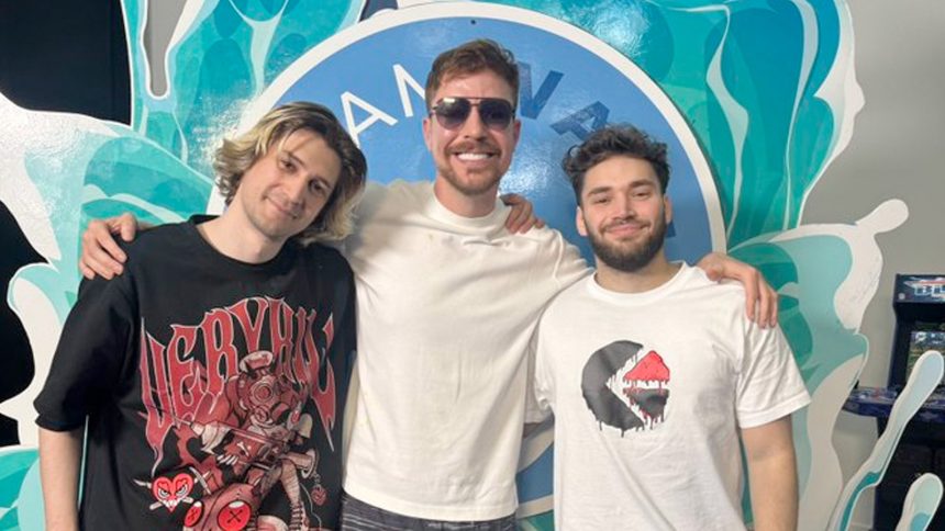 MrBeast poses next to IShowSpeed.