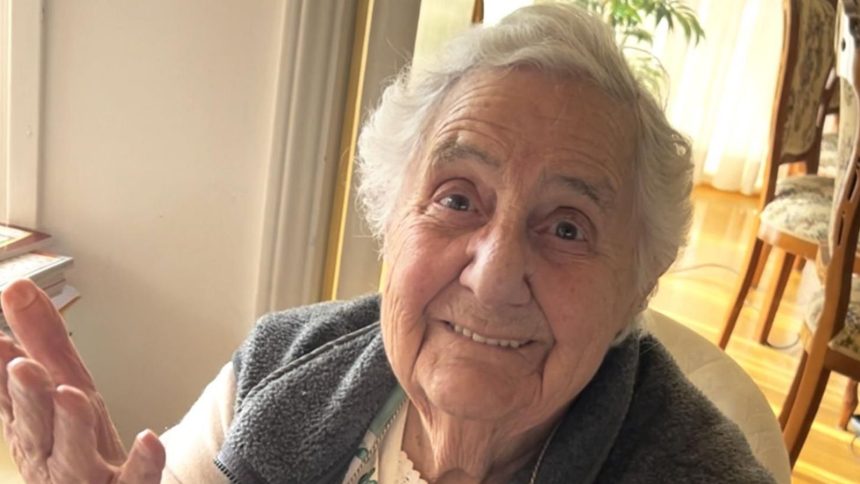 Grandma Mary smiling at camera on TikTok