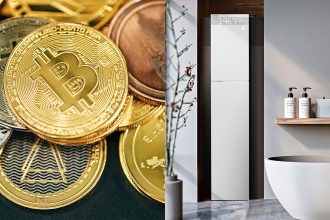 bitcoin on the left, superheat water heater on the right