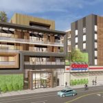 An image of an apartment building with Costco at the base.