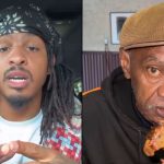 Keith Lee and Mr Tendernism talking to camera while holding food