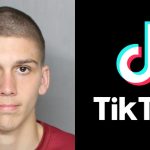 florida mans mugshot on the left, tiktok logo on the right