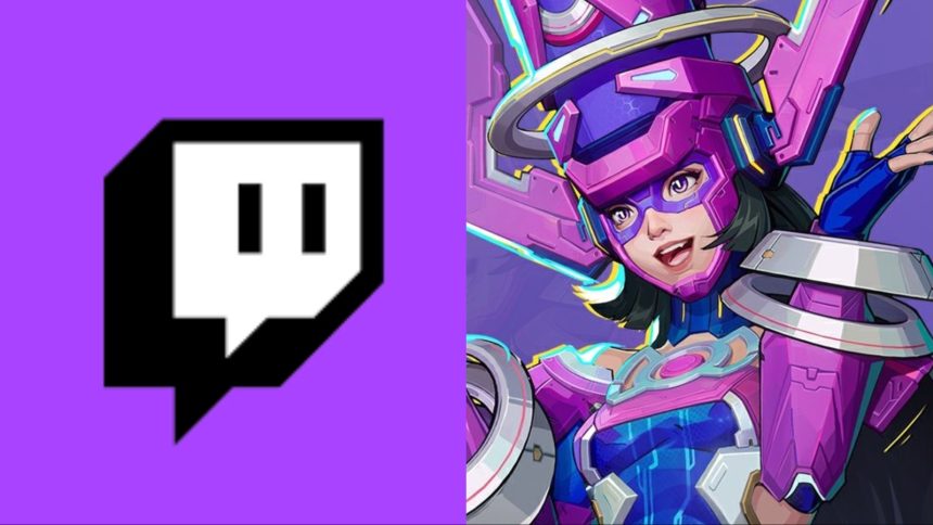 A screenshot featuring Marvel Rivals Galacta and Twitch logo.
