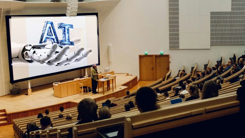 An image of a professor discussing AI