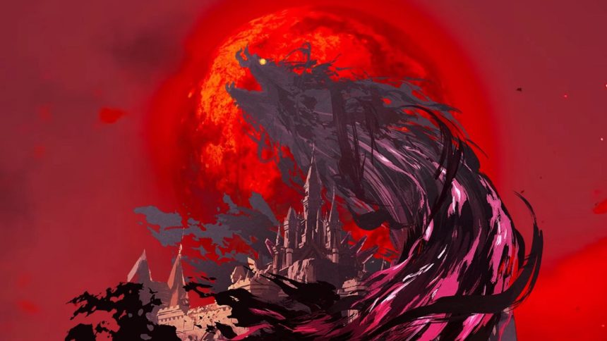 Calamity Ganon in front of a Blood Moon