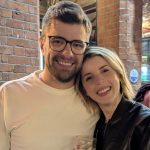Theresa Rowley and Sean Rooney posing outside pub in IReland