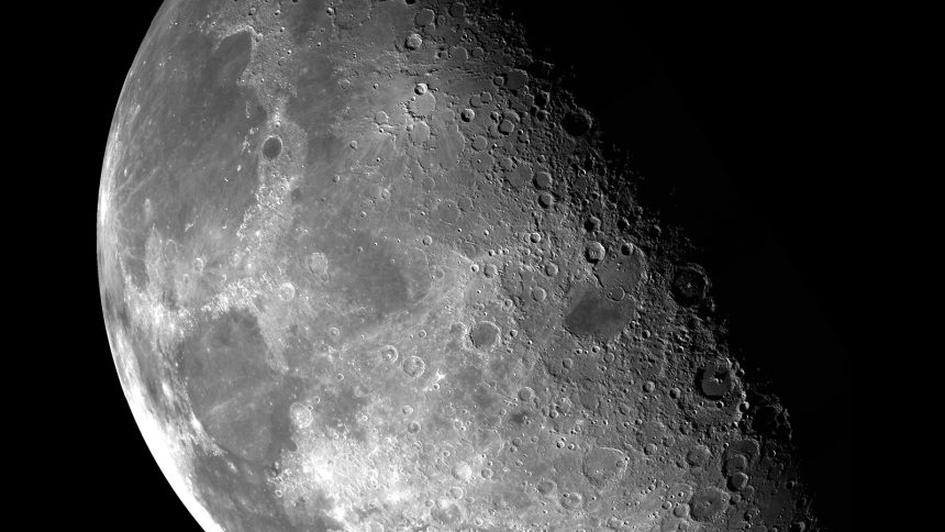 A photo of the moon in space.