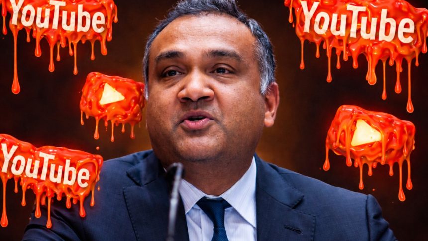 youtube ceo neal mohen in front of ai slop logos