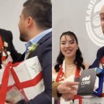 A couple receives PC parts for wedding gift