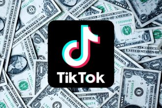 TikTok logo on a background of money