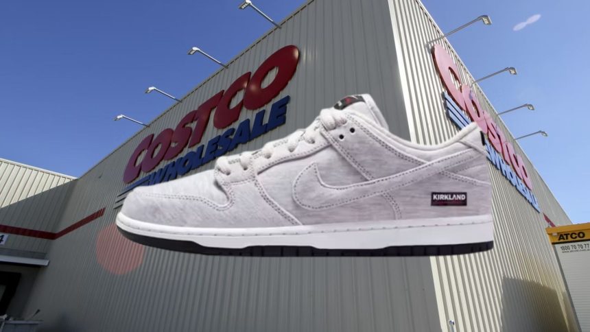 Nike Costco shoe in front of Costco store