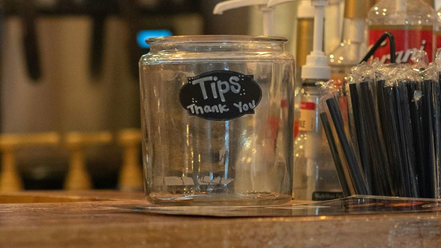 stock photo of empty tip jar