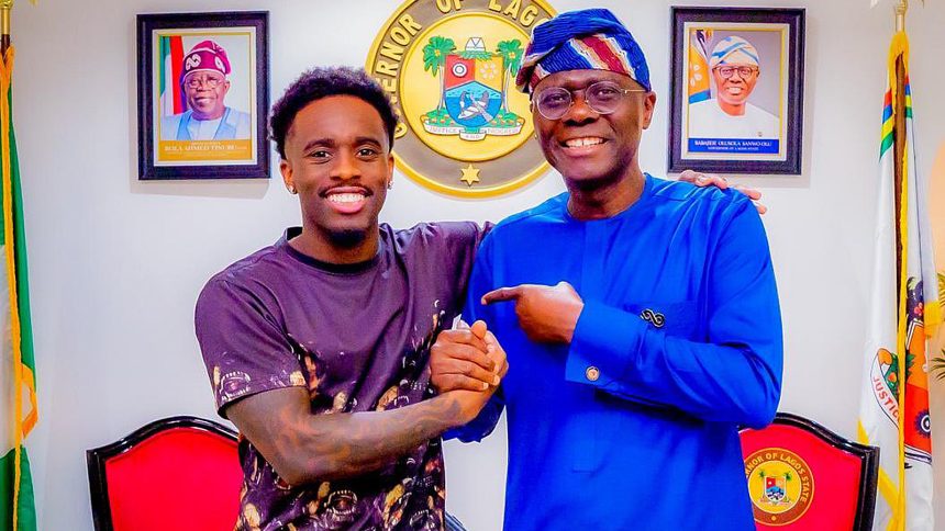 A photo of Kai Cenat with the governor of Lagos, Babajide Sanwo-Olu.