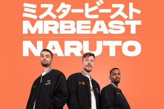 A photo of MrBeast against an orange background.