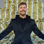 MrBeast on a pile of money