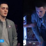 A photo of Justin Smith after tearing his ACL.