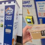 White Castle vending machine next to box with sliders inside
