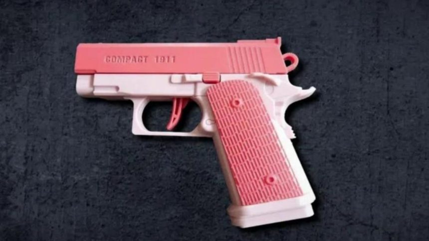 pink water gun bought by swiss woman