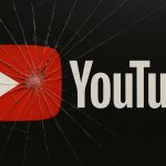 monitor with youtube logo cracked in it